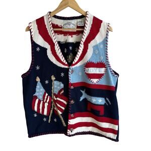 Eagle's Eye Vintage 90s Patriotic Vote Americana Democratic Sweater Vest L